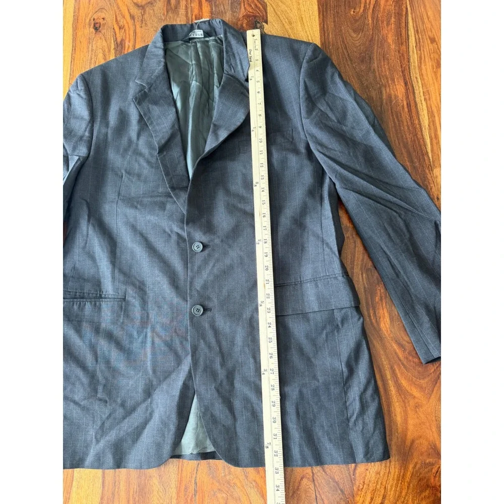 Jos A Bank Estateblazer 44L Gray Windowpane‎ 100% Wool Blazer Sport Coat Mens